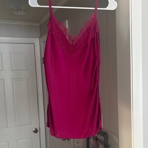 100% Genuine Silk Pink Lace Trim Cami Top